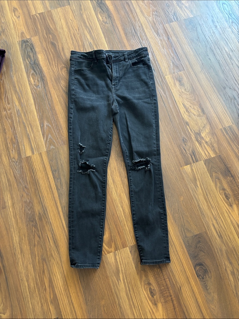 American Eagle Outfitters Black Ripped Skinny Jeans